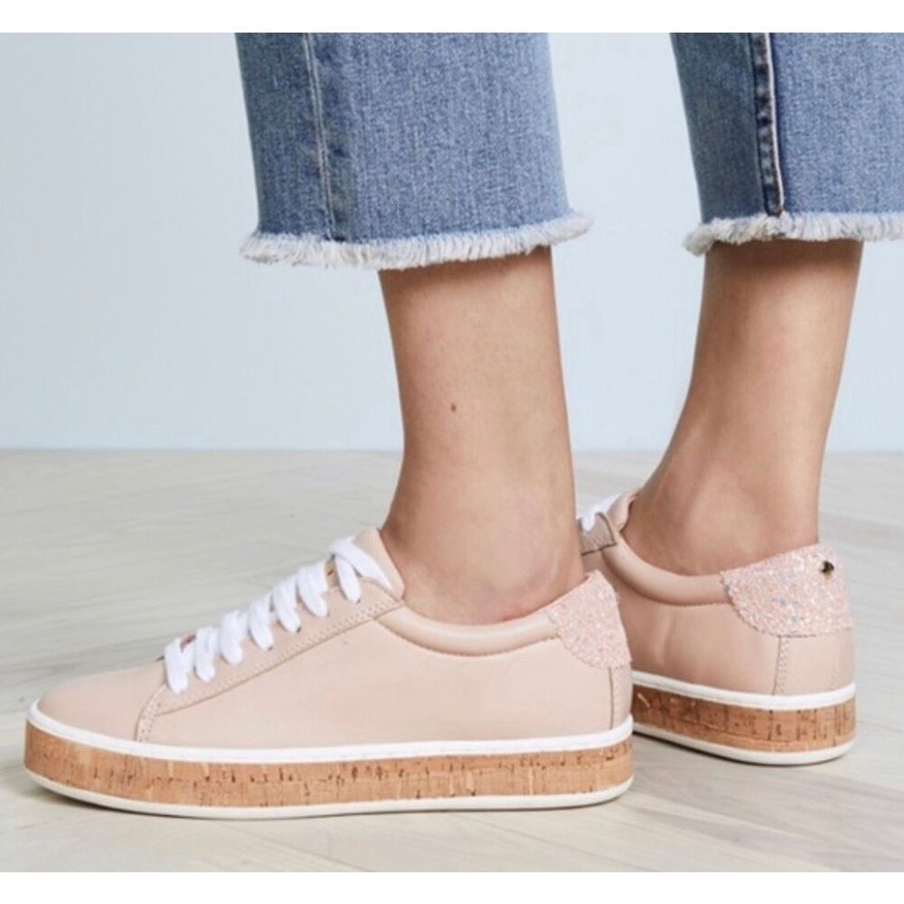 Kate Spade New York Amy Cork Bottom Blush Pink 100% Leather Sneakers Women's 5US